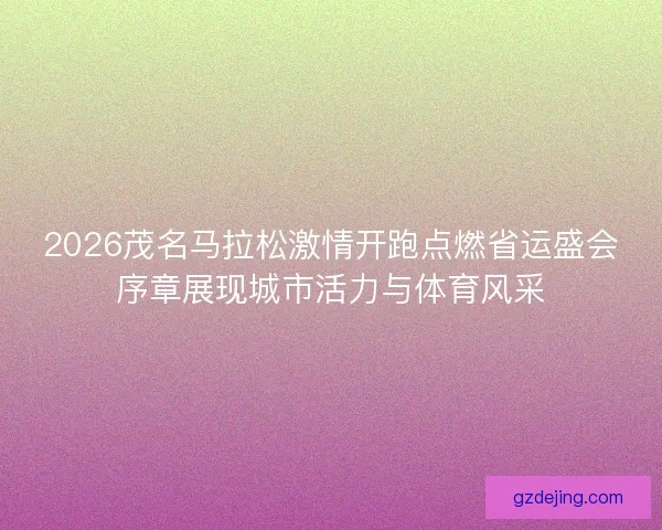 2026茂名马拉松激情开跑点燃省运盛会序章展现城市活力与体育风采